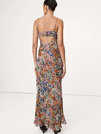 Georgette Cowl-Neck Maxi Dress