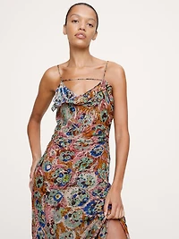 Georgette Cowl-Neck Maxi Dress