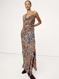 Georgette Cowl-Neck Maxi Dress