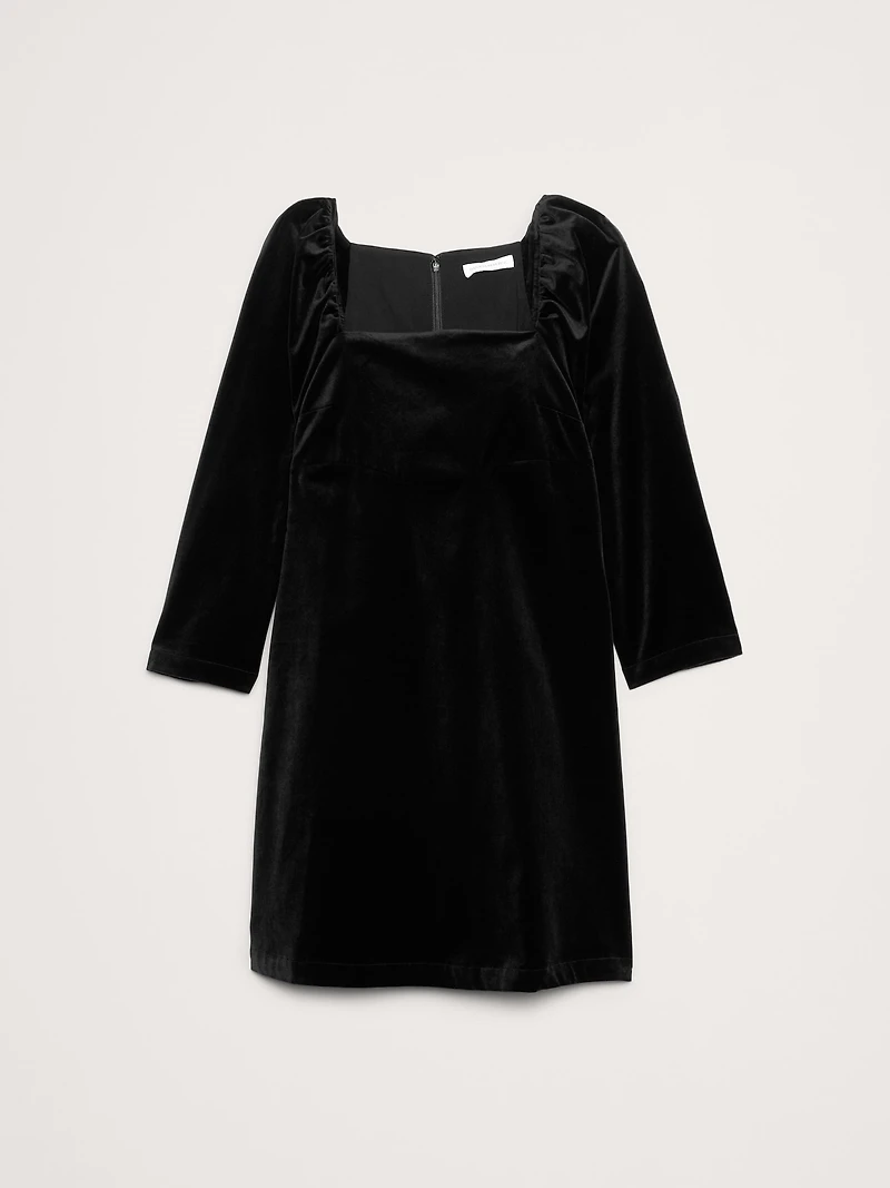 Velvet Puff-Sleeve Mini Dress