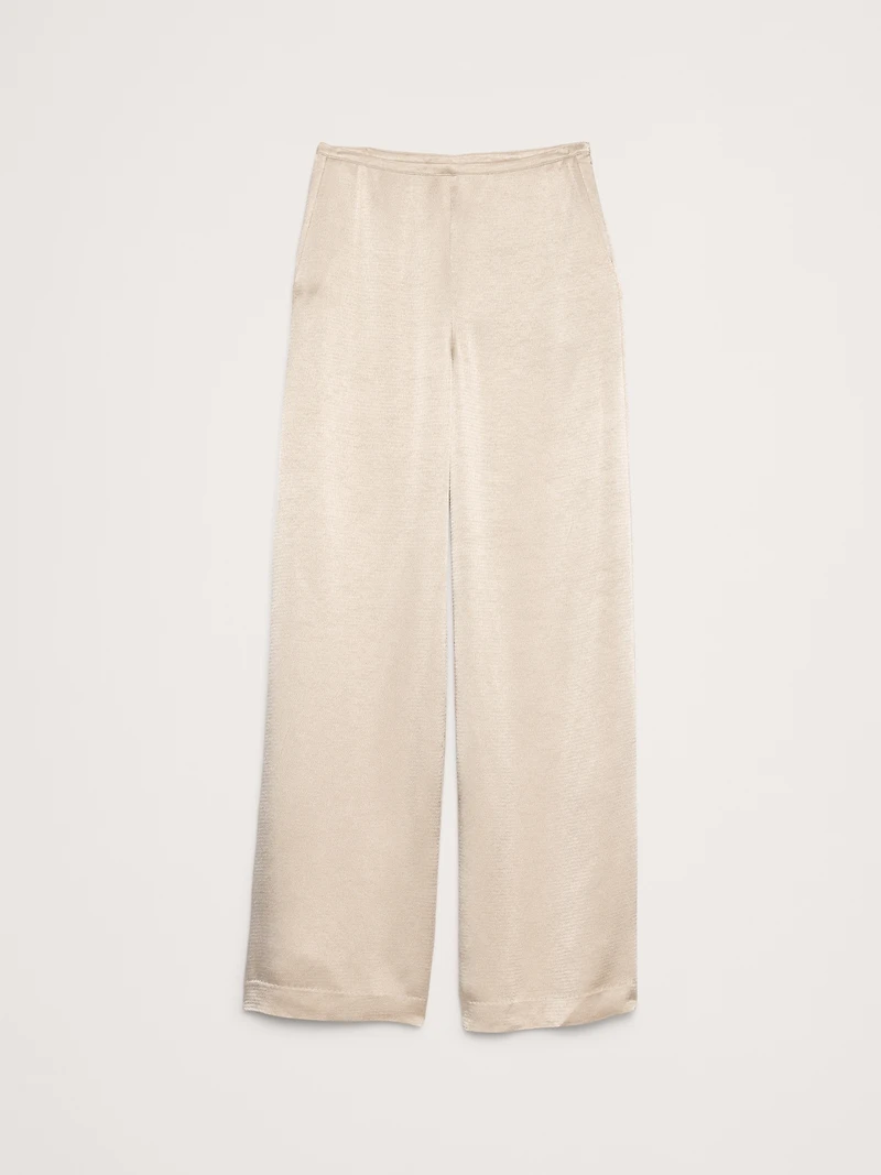 High-Rise Wide-Leg Hammered Satin Palazzo Pant