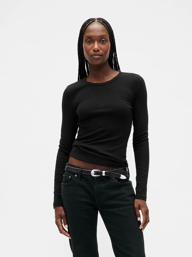 Pointelle Rib T-Shirt