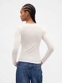 Sheer Rib Henley T-Shirt