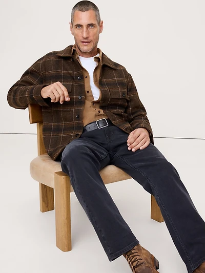 Relaxed-Fit Plaid Heavy Overshirt with Wool