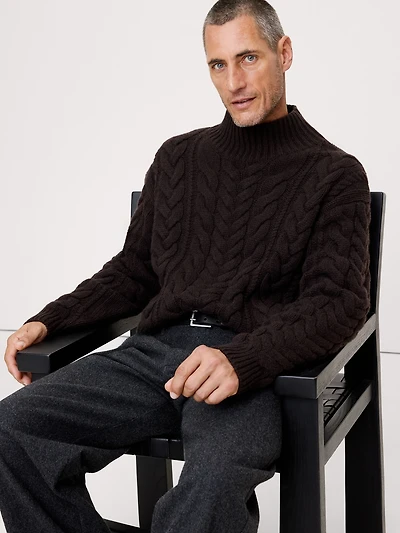 Italian Merino-Blend Mock-Neck Sweater