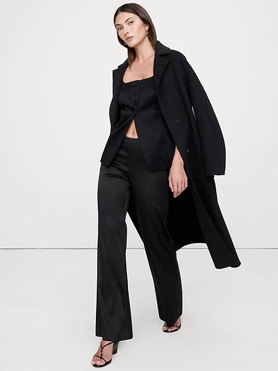 Mid-Rise Kick-Flare Satin Ankle Pant