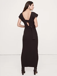 Merino-Cotton Maxi Dress with Open Back