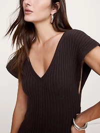 Merino-Cotton Maxi Dress with Open Back