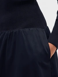 Mixed Media Drop-Waist Maxi Dress