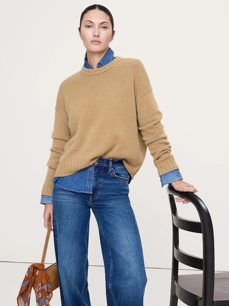 Oversized Midweight Cashmere Crew-Neck Sweater