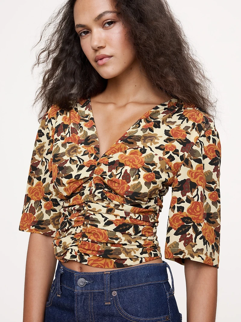 Matte Silk Ruched Top