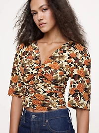 Matte Silk Ruched Top