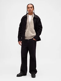 Wool-Blend Zip Cardigan Sweater