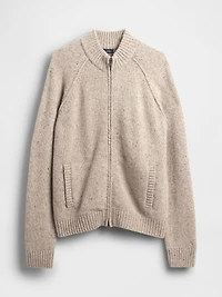 Wool-Blend Zip Cardigan Sweater