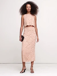 Embellished Chiffon Open-Back Tank