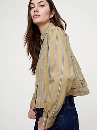Cotton Poplin Ruffle-Back Shirt
