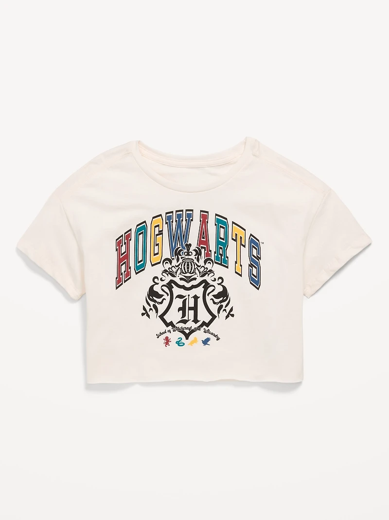 Hogwarts™ Graphic Raw-Edge Cropped T-Shirt for Girls
