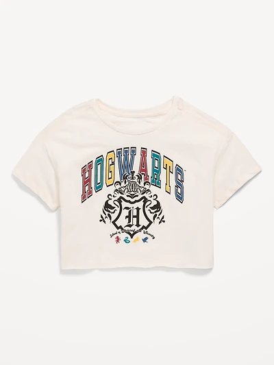 Hogwarts™ Graphic Raw-Edge Cropped T-Shirt for Girls