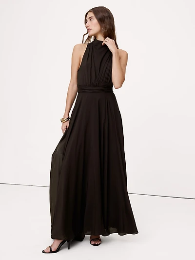 Stretch-Crepe Maxi Dress