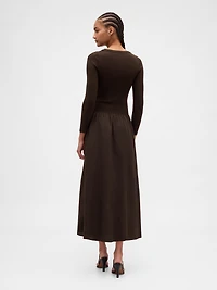 Mixed Media Drop-Waist Maxi Dress