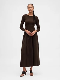 Mixed Media Drop-Waist Maxi Dress