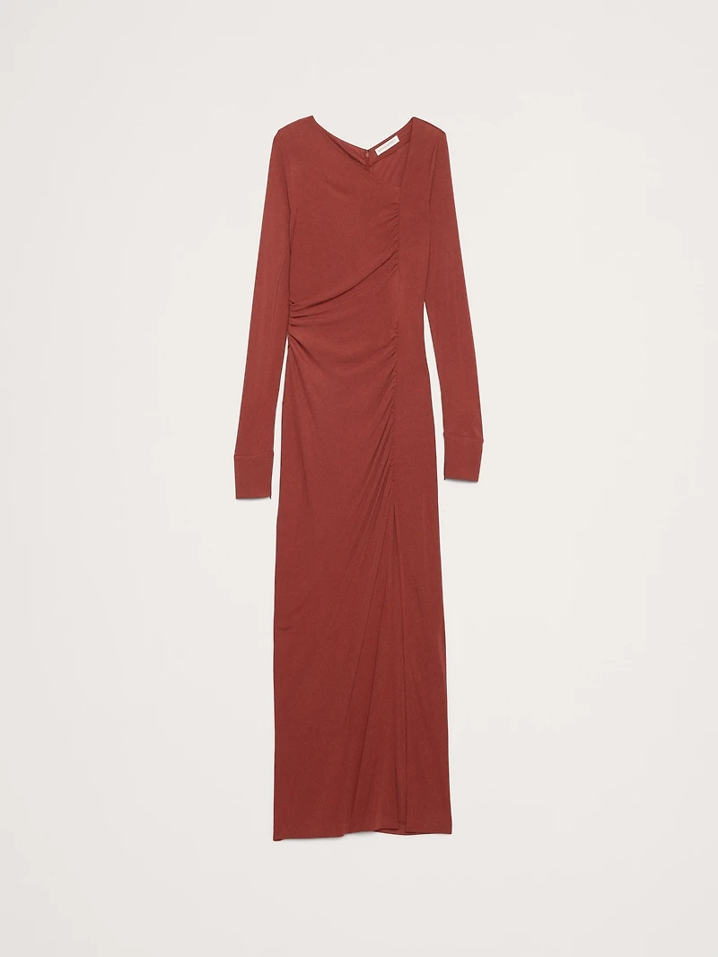 Matte Jersey Ruched Maxi Dress