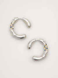 Rhinestone Ribbon Hoop Earrings