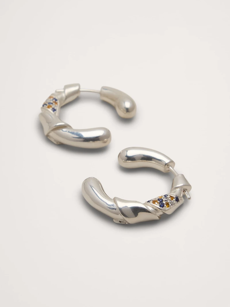 Rhinestone Ribbon Hoop Earrings