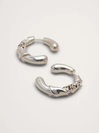 Rhinestone Ribbon Hoop Earrings