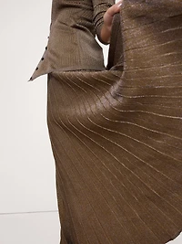 Pleated Metallic Sweater Skirt