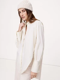 Cotton Poplin Curve-Hem Shirt