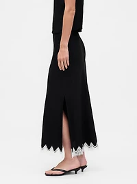 Lace-Trim Maxi Skirt