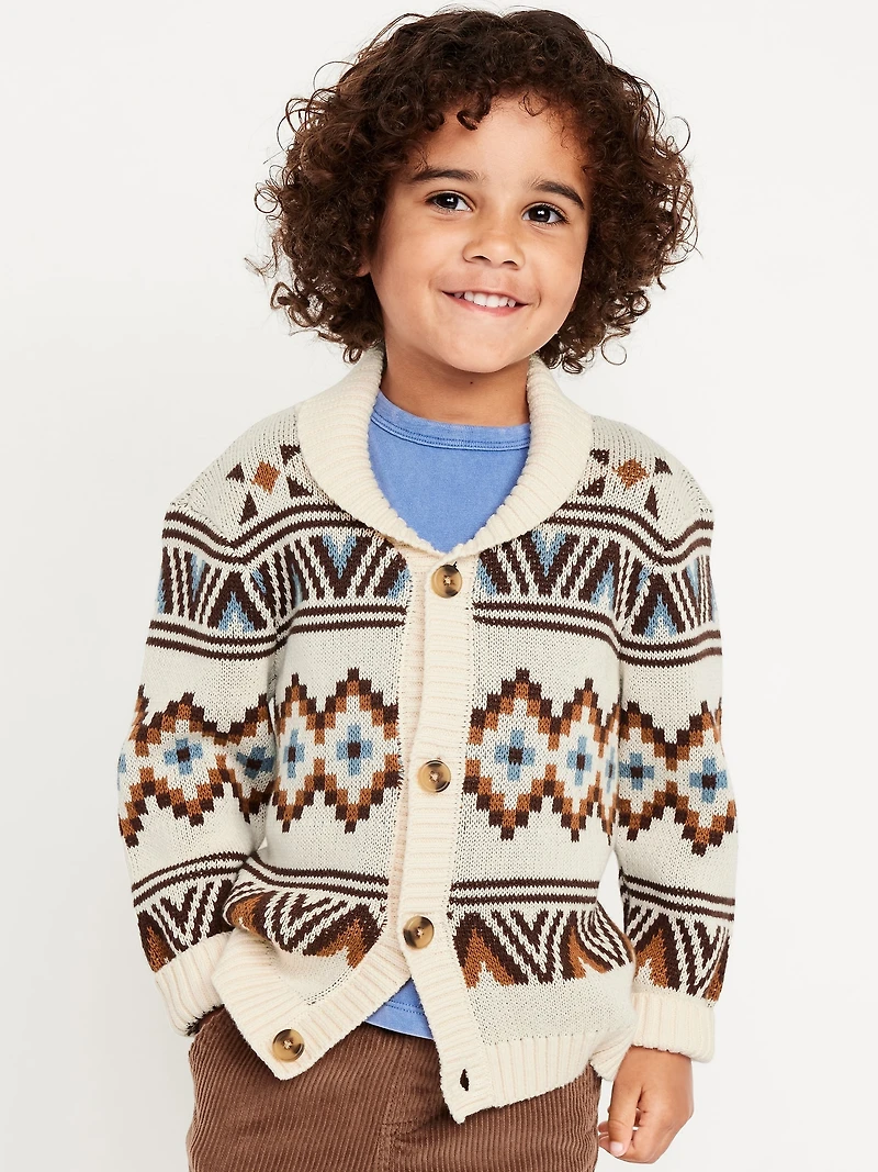 Oversized Shawl Collar Sweater for Toddler Boys