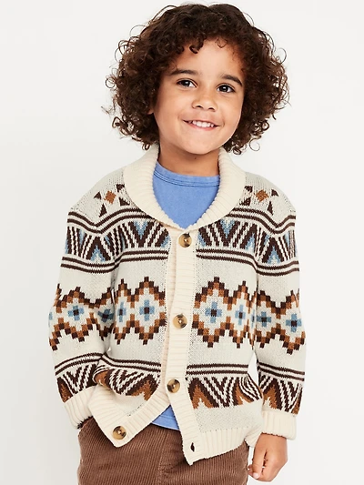 Oversized Shawl Collar Sweater for Toddler Boys