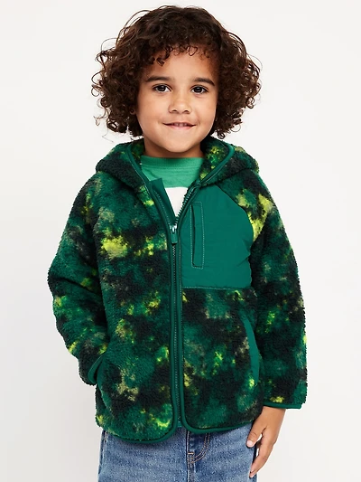 Oversized Sherpa Hooded Jacket for Toddler Boys