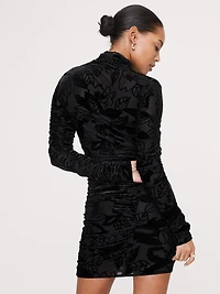 Burnout Velvet Ruched Mini Dress