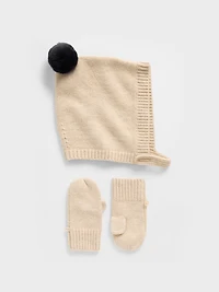 Ensemble bonnet à pompon et mitaines Effet cachemire pour Bébé Tout-petit