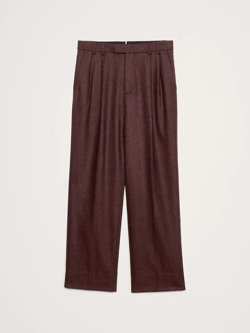 Straight Flannel Pleated Dress Pant