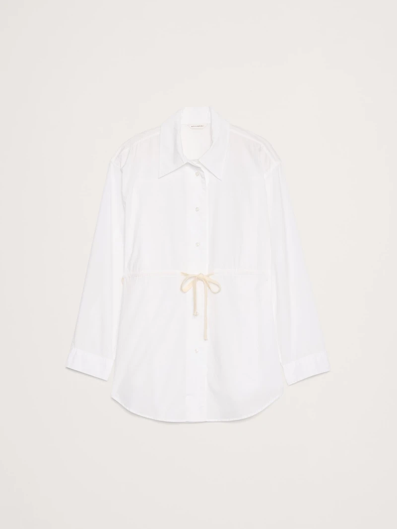 Cotton Poplin Drawstring-Waist Tunic