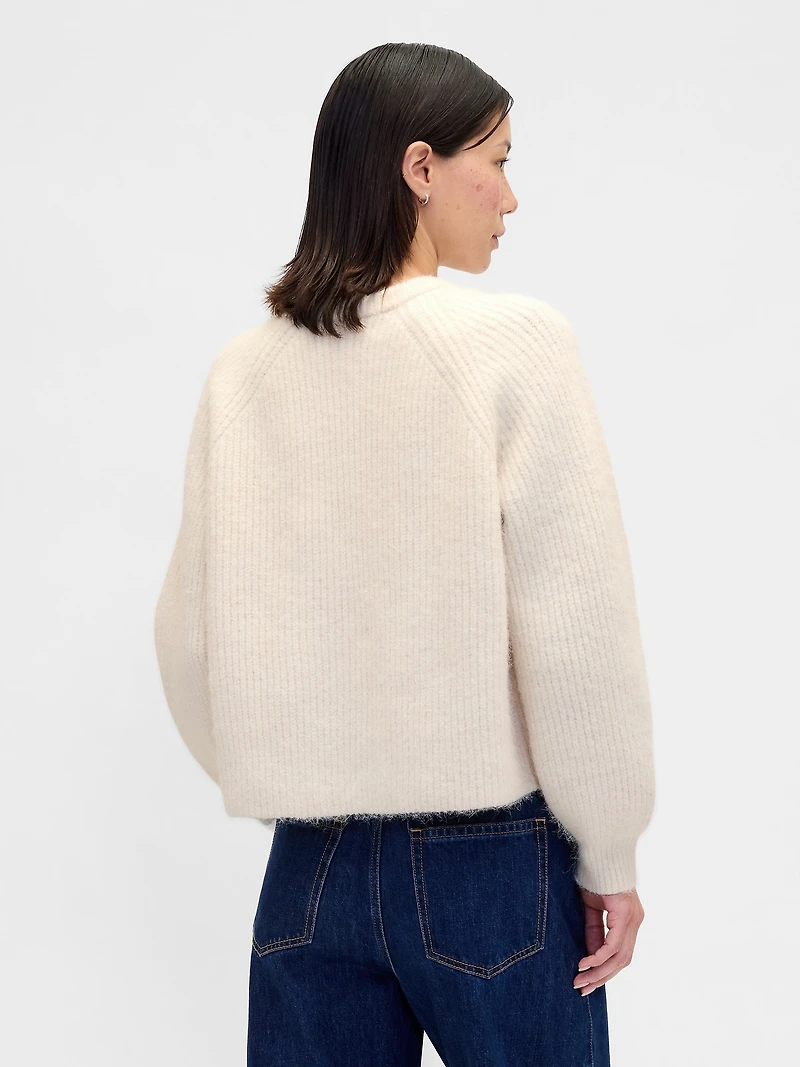 Fuzzy Shaker-Stitch Cardigan
