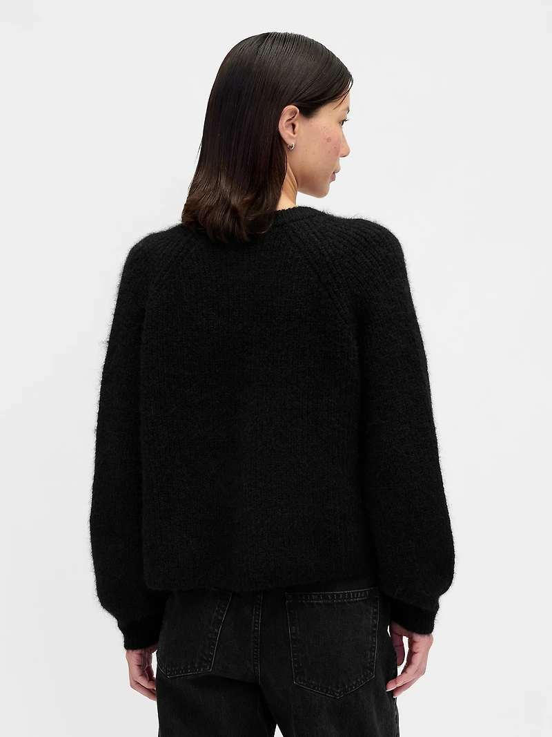 Fuzzy Shaker-Stitch Cardigan