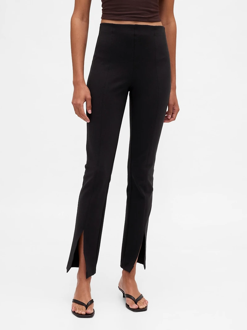 High Rise Double Knit Split-Hem Flare Pants