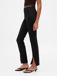 High Rise Double Knit Split-Hem Flare Pants