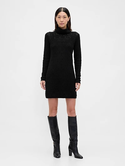 CashSoft Pointelle Turtleneck Sweater Dress