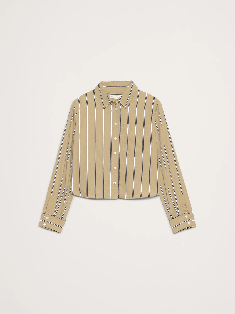 Cotton Poplin Ruffle-Back Shirt