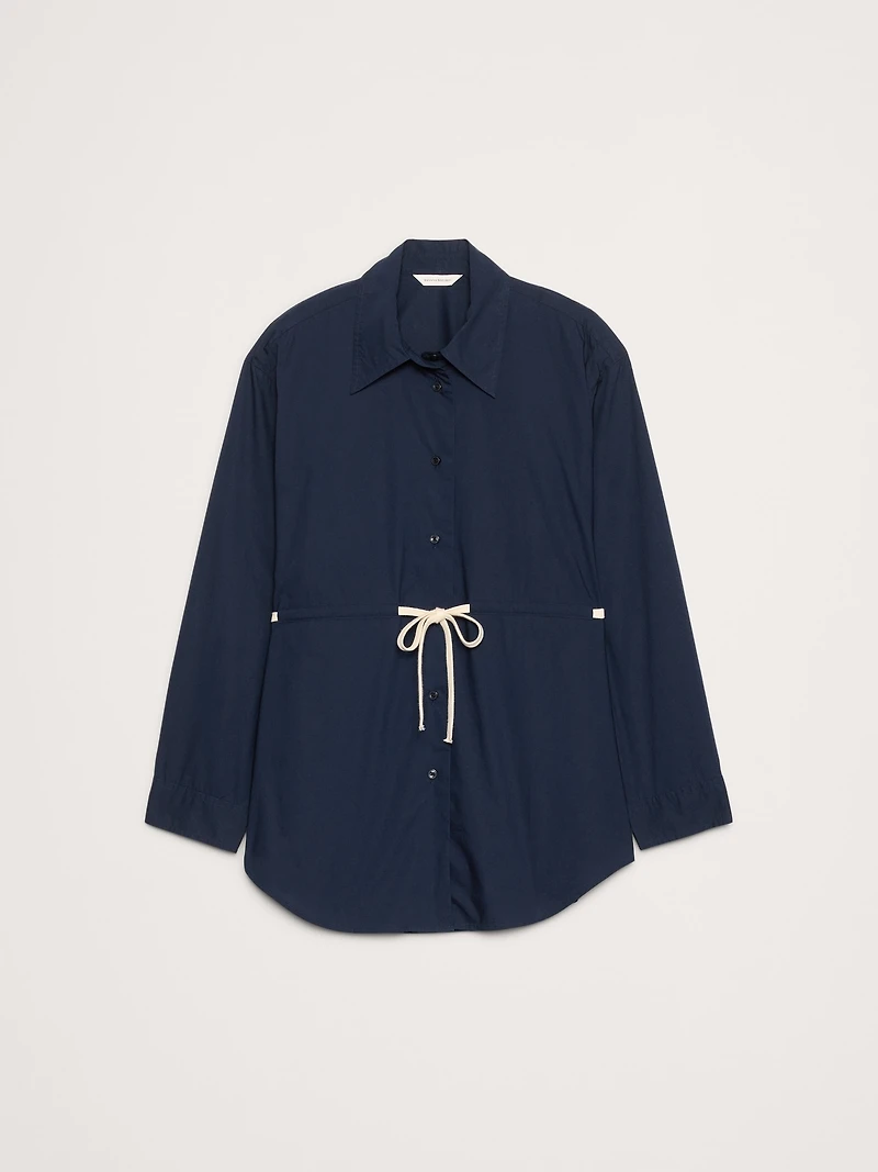 Cotton Poplin Drawstring-Waist Tunic