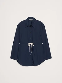 Cotton Poplin Drawstring-Waist Tunic