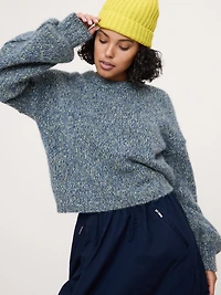 Wool-Alpaca Blend Balloon-Sleeve Sweater