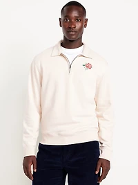 Collared Graphic Fleece Pullover