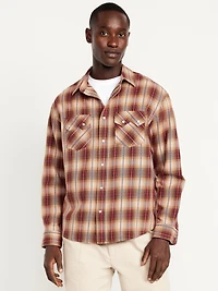 Textured Plaid Western Pocket Shirt